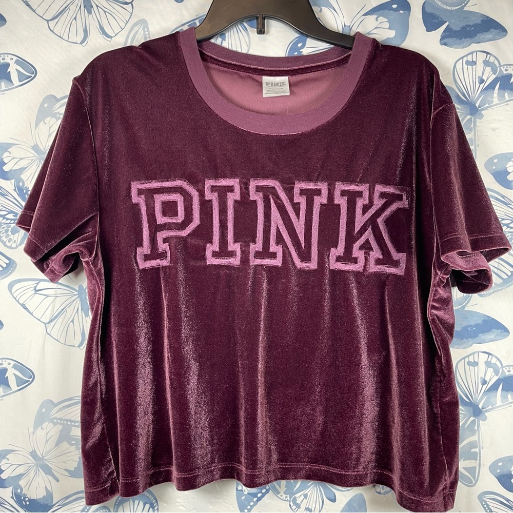 PINK Victoria's Secret Velvet Women's Top - Purple SZ:L